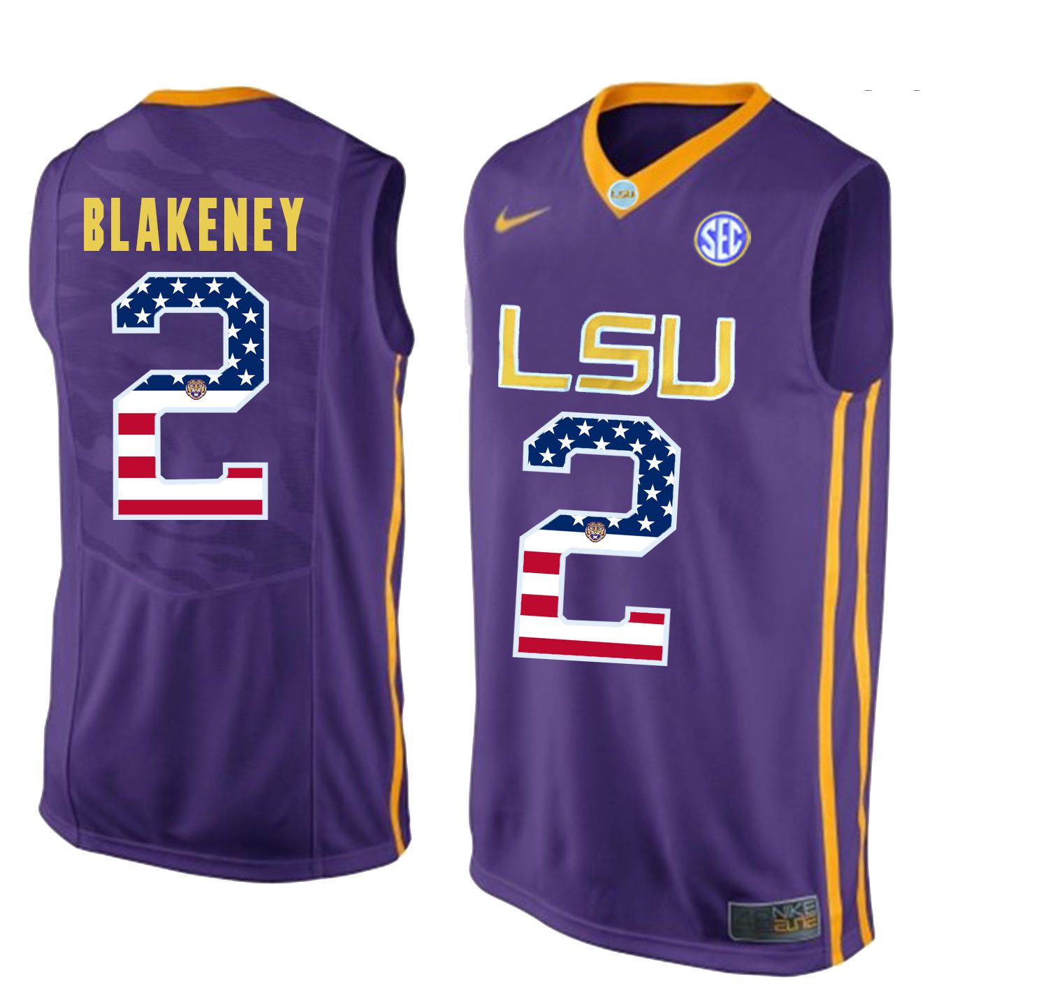 Men LSU Tigers #2 Blakeney Purple Flag Customized NCAA Jerseys